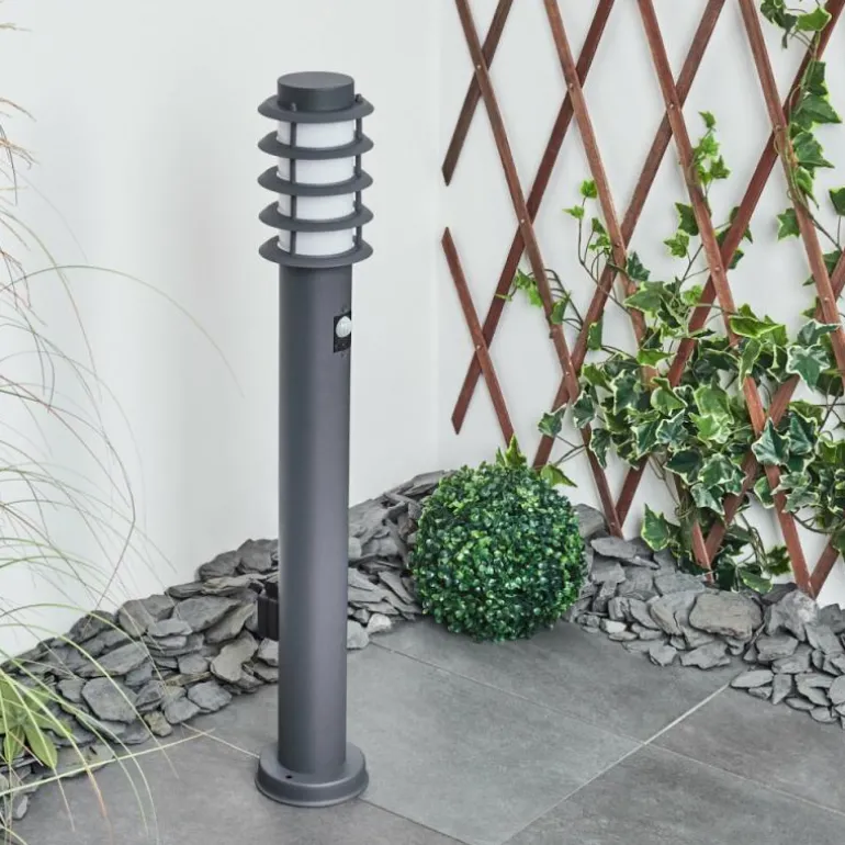 Borne lumineuse Caserta Anthracite, 1 lumière, Détecteur de mouvement