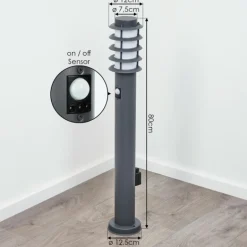 Borne lumineuse Caserta Anthracite, 1 lumière, Détecteur de mouvement