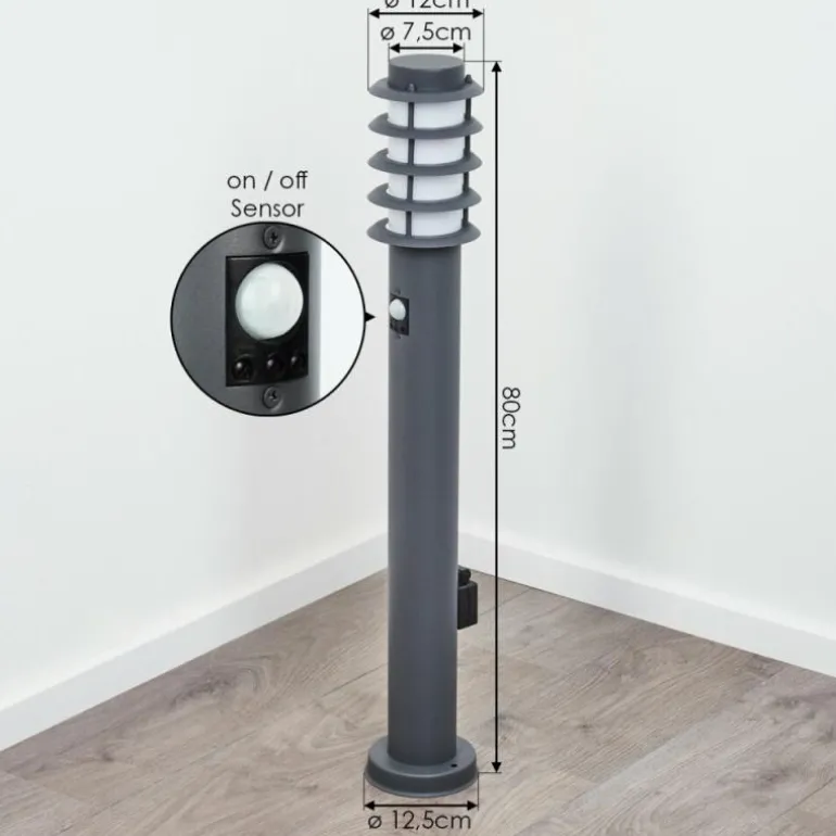 Borne lumineuse Caserta Anthracite, 1 lumière, Détecteur de mouvement