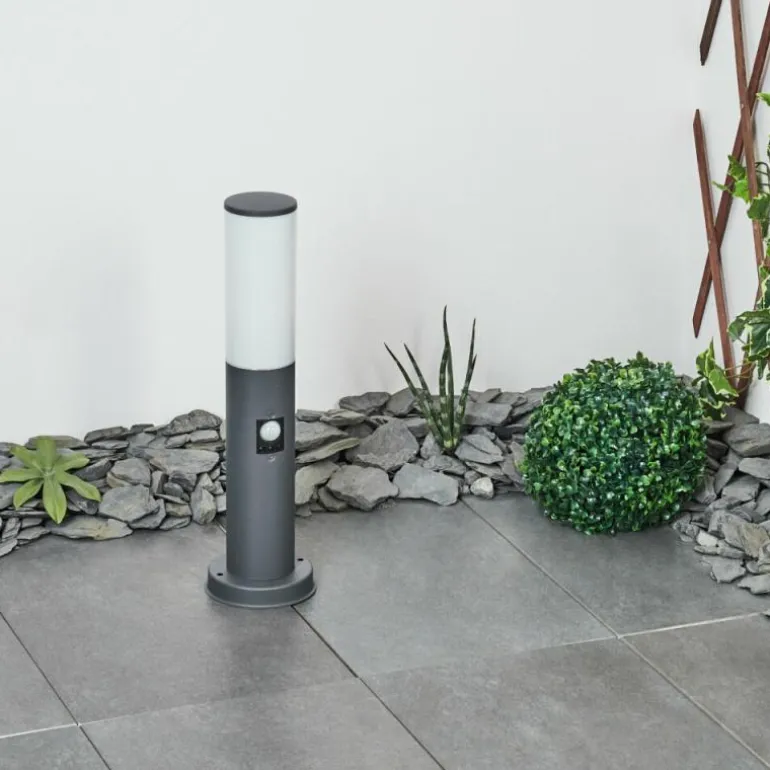 Borne lumineuse Caserta Anthracite, 1 lumière, Détecteur de mouvement