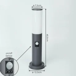 Borne lumineuse Caserta Anthracite, 1 lumière, Détecteur de mouvement