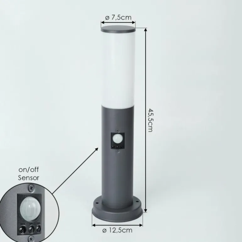 Borne lumineuse Caserta Anthracite, 1 lumière, Détecteur de mouvement