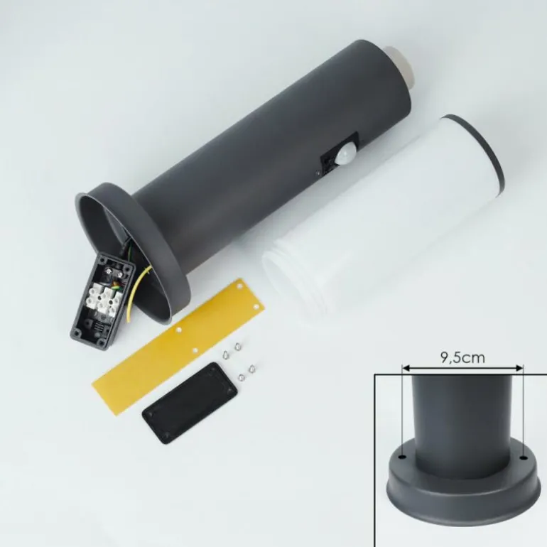 Borne lumineuse Caserta Anthracite, 1 lumière, Détecteur de mouvement