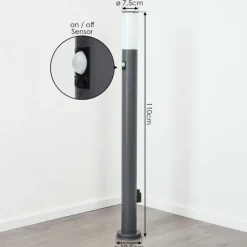 Borne lumineuse Caserta Anthracite, 1 lumière, Détecteur de mouvement