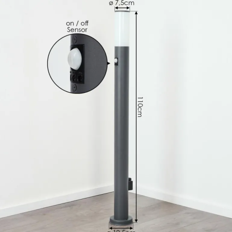 Borne lumineuse Caserta Anthracite, 1 lumière, Détecteur de mouvement