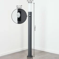 Borne lumineuse Caserta Anthracite, 1 lumière, Détecteur de mouvement