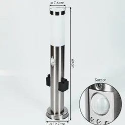 Borne lumineuse Gaborone LED Nickel mat, 1 lumière, Détecteur de mouvement