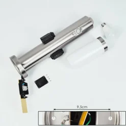 Borne lumineuse Gaborone LED Nickel mat, 1 lumière, Détecteur de mouvement