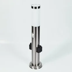 Borne lumineuse Gaborone LED Nickel mat, 1 lumière, Détecteur de mouvement