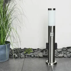 Borne lumineuse Gaborone LED Nickel mat, 1 lumière, Détecteur de mouvement