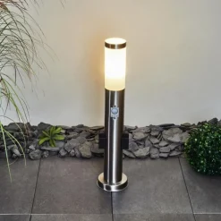 Borne lumineuse Gaborone LED Nickel mat, 1 lumière, Détecteur de mouvement