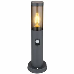 Borne lumineuse Globo BOSTON Anthracite, 1 lumière, Détecteur de mouvement