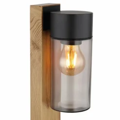 Borne lumineuse Globo ETSI Couleur bois, Noir, 1 lumière