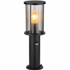 Borne lumineuse Globo GRACEY Noir, 1 lumière, Détecteur de mouvement