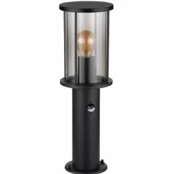 Borne lumineuse Globo GRACEY Noir, 1 lumière, Détecteur de mouvement