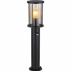 Borne lumineuse Globo GRACEY Noir, 1 lumière, Détecteur de mouvement