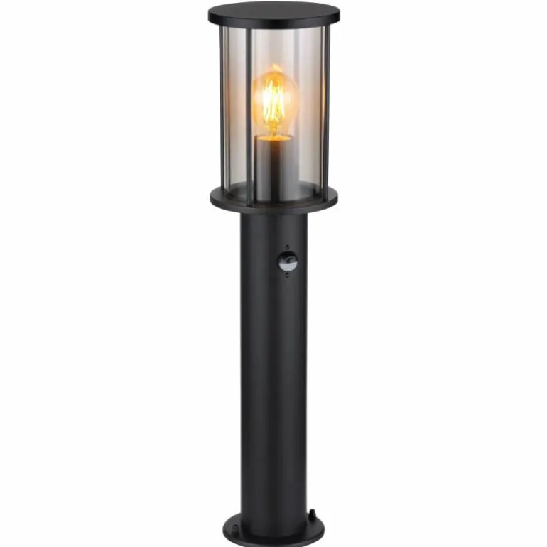 Borne lumineuse Globo GRACEY Noir, 1 lumière, Détecteur de mouvement