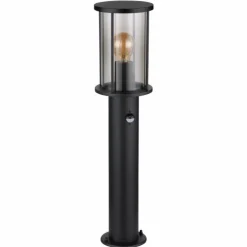 Borne lumineuse Globo GRACEY Noir, 1 lumière, Détecteur de mouvement