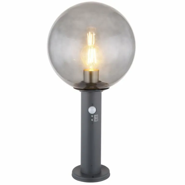 Borne lumineuse Globo HEDWIG Anthracite, 1 lumière, Détecteur de mouvement