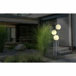 Borne lumineuse Globo LAURA Anthracite, Acier inoxydable, 3 lumières