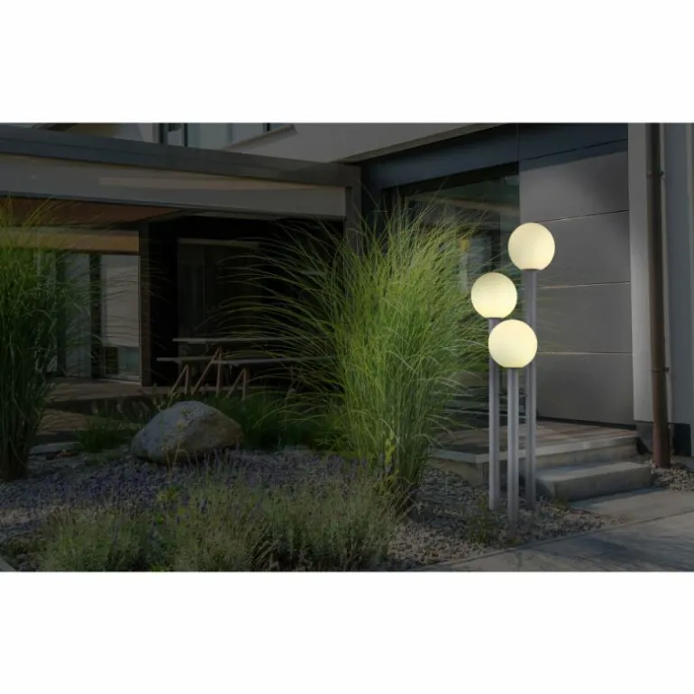 Borne lumineuse Globo LAURA Anthracite, Acier inoxydable, 3 lumières