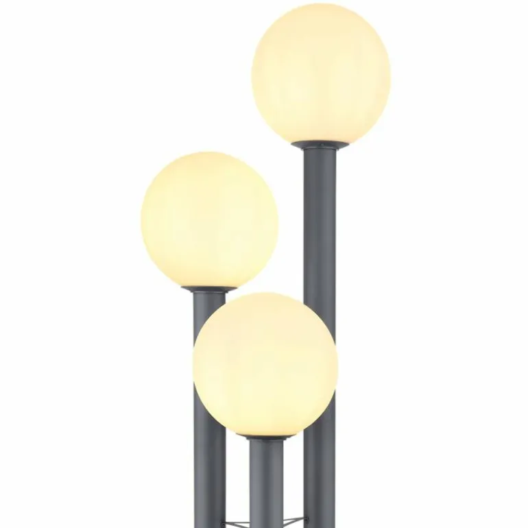 Borne lumineuse Globo LAURA Anthracite, Acier inoxydable, 3 lumières