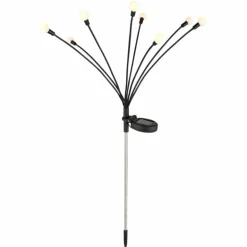 Borne lumineuse Globo SOLAR LED Acier inoxydable, Noir, 8 lumières