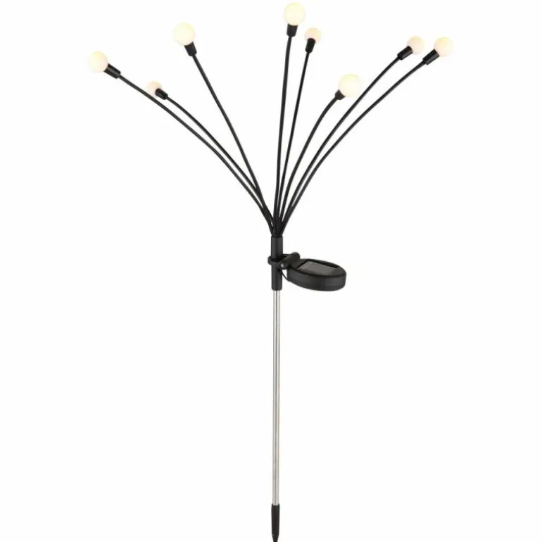 Borne lumineuse Globo SOLAR LED Acier inoxydable, Noir, 8 lumières