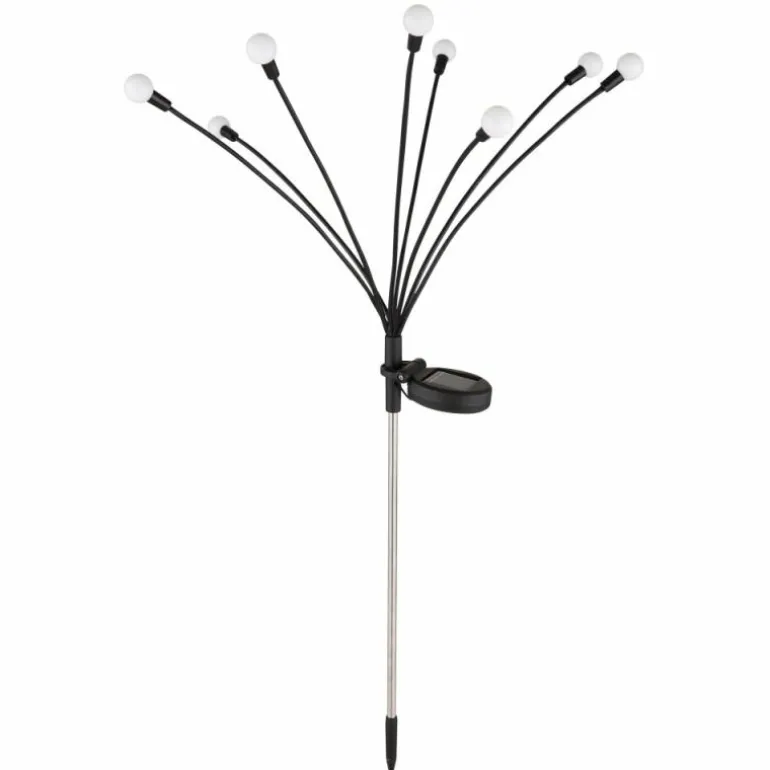 Borne lumineuse Globo SOLAR LED Acier inoxydable, Noir, 8 lumières