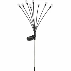Borne lumineuse Globo SOLAR LED Acier inoxydable, Noir, 8 lumières, Changeur de couleurs