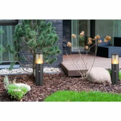 Borne lumineuse Globo XELOO Noir, 1 lumière, Détecteur de mouvement