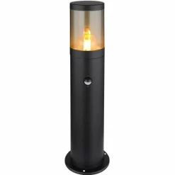 Borne lumineuse Globo XELOO Noir, 1 lumière, Détecteur de mouvement