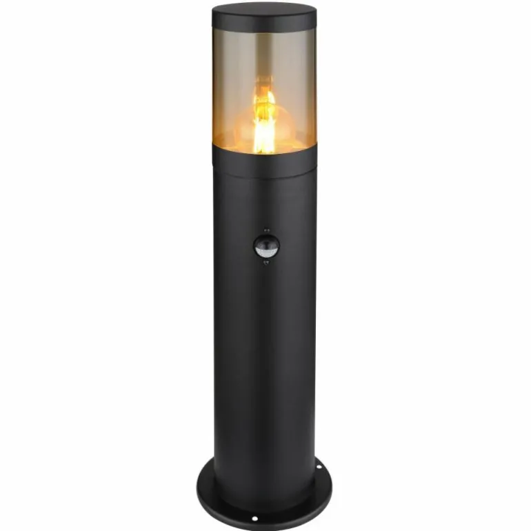 Borne lumineuse Globo XELOO Noir, 1 lumière, Détecteur de mouvement
