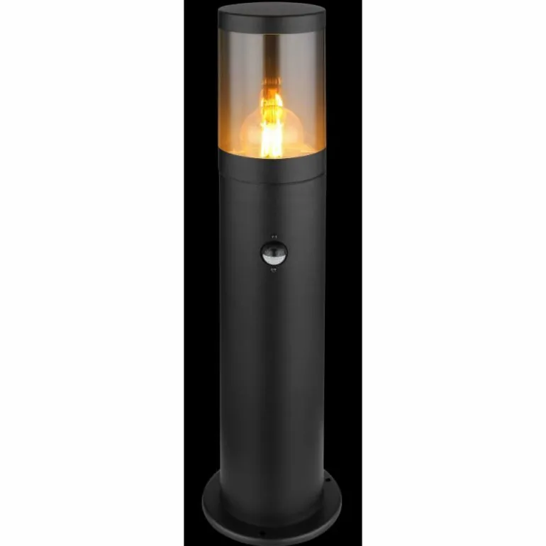 Borne lumineuse Globo XELOO Noir, 1 lumière, Détecteur de mouvement