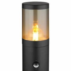 Borne lumineuse Globo XELOO Noir, 1 lumière, Détecteur de mouvement