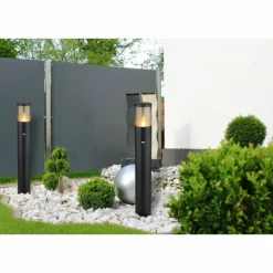 Borne lumineuse Globo XELOO Noir, 1 lumière, Détecteur de mouvement