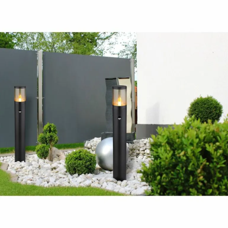 Borne lumineuse Globo XELOO Noir, 1 lumière, Détecteur de mouvement