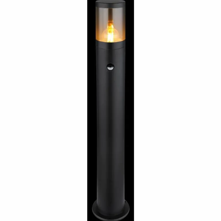 Borne lumineuse Globo XELOO Noir, 1 lumière, Détecteur de mouvement
