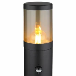 Borne lumineuse Globo XELOO Noir, 1 lumière, Détecteur de mouvement