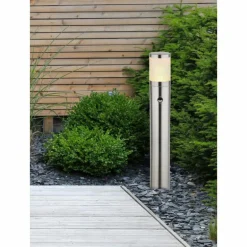 Borne lumineuse Globo XELOO Argenté, 1 lumière, Détecteur de mouvement