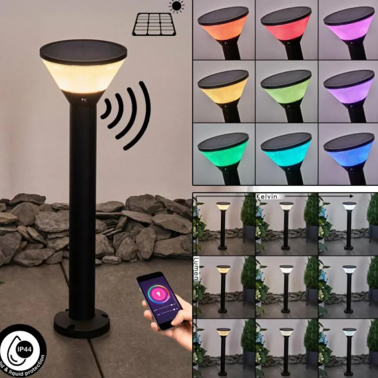 Borne lumineuse Joennierni LED Noir, 1 lumière, Détecteur de mouvement, Changeur de couleurs