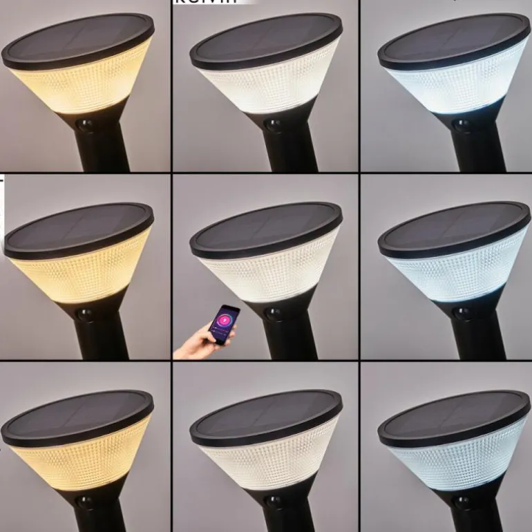 Borne lumineuse Joennierni LED Noir, 1 lumière, Détecteur de mouvement, Changeur de couleurs