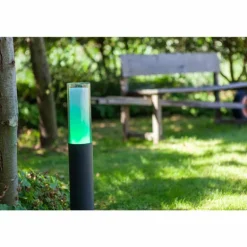 Borne lumineuse Lutec DROPA LED Anthracite, 1 lumière, Changeur de couleurs