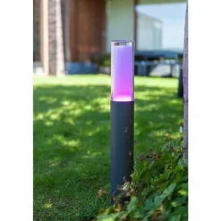 Borne lumineuse Lutec DROPA LED Anthracite, 1 lumière, Changeur de couleurs