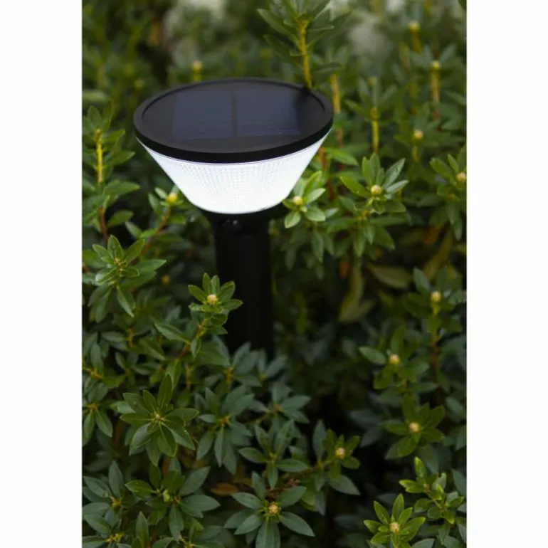 Borne lumineuse Lutec KARLO LED Noir, 1 lumière, Détecteur de mouvement, Changeur de couleurs