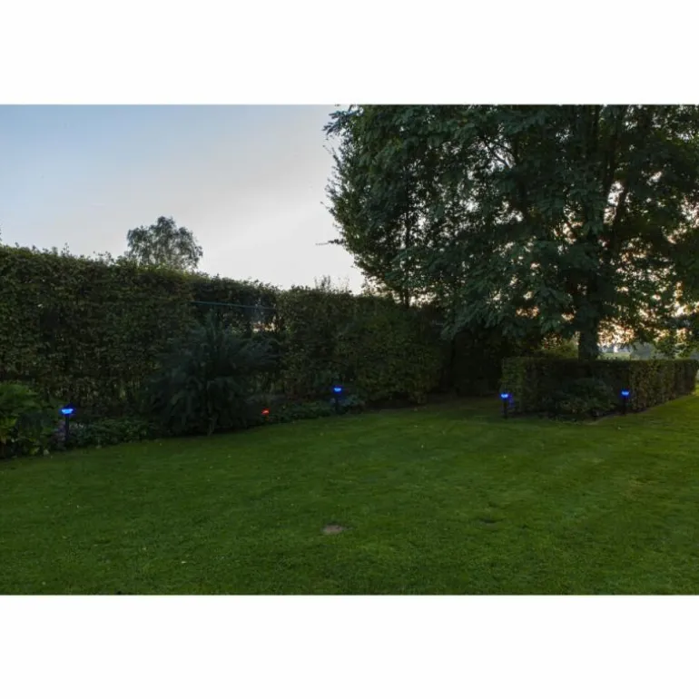 Borne lumineuse Lutec KARLO LED Noir, 1 lumière, Détecteur de mouvement, Changeur de couleurs