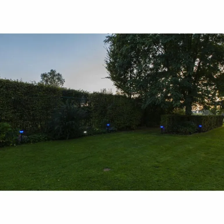 Borne lumineuse Lutec KARLO LED Noir, 1 lumière, Détecteur de mouvement, Changeur de couleurs