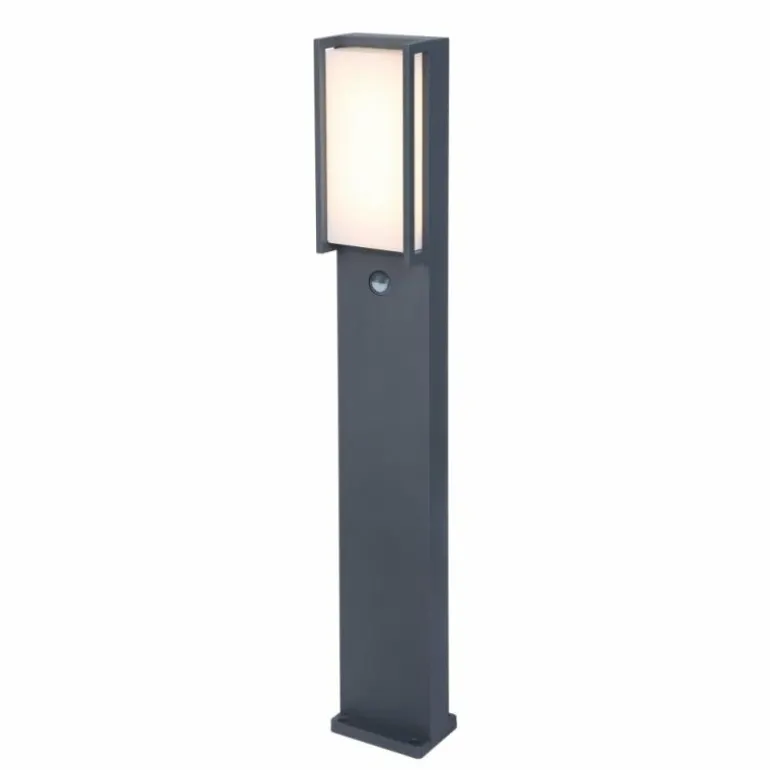 Borne lumineuse Lutec QUBO LED Anthracite, 1 lumière, Détecteur de mouvement