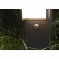 Borne lumineuse Lutec QUBO LED Anthracite, 1 lumière, Détecteur de mouvement