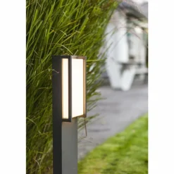 Borne lumineuse Lutec QUBO LED Anthracite, 1 lumière, Changeur de couleurs